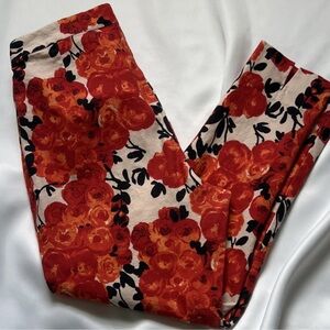 Frances Valentine Red and Orange Floral Print Leggings